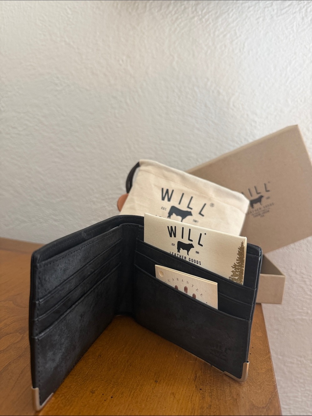 Will Leather Goods Black Bifold Wallet with Card Slots